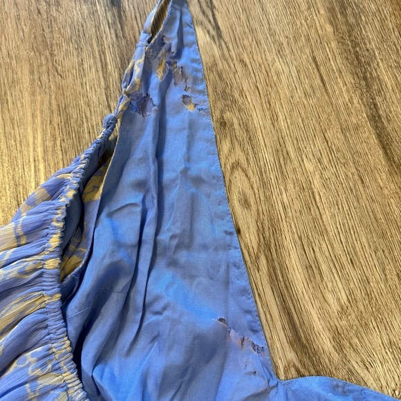 Free People Julianna Maxi Dress Blue Floral Flowy Oversized Boho Size Med FLAW - Picture 8 of 12